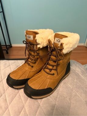 UGG Waterproof Lace-Up Winter Boots - Chestnut with Black Accents